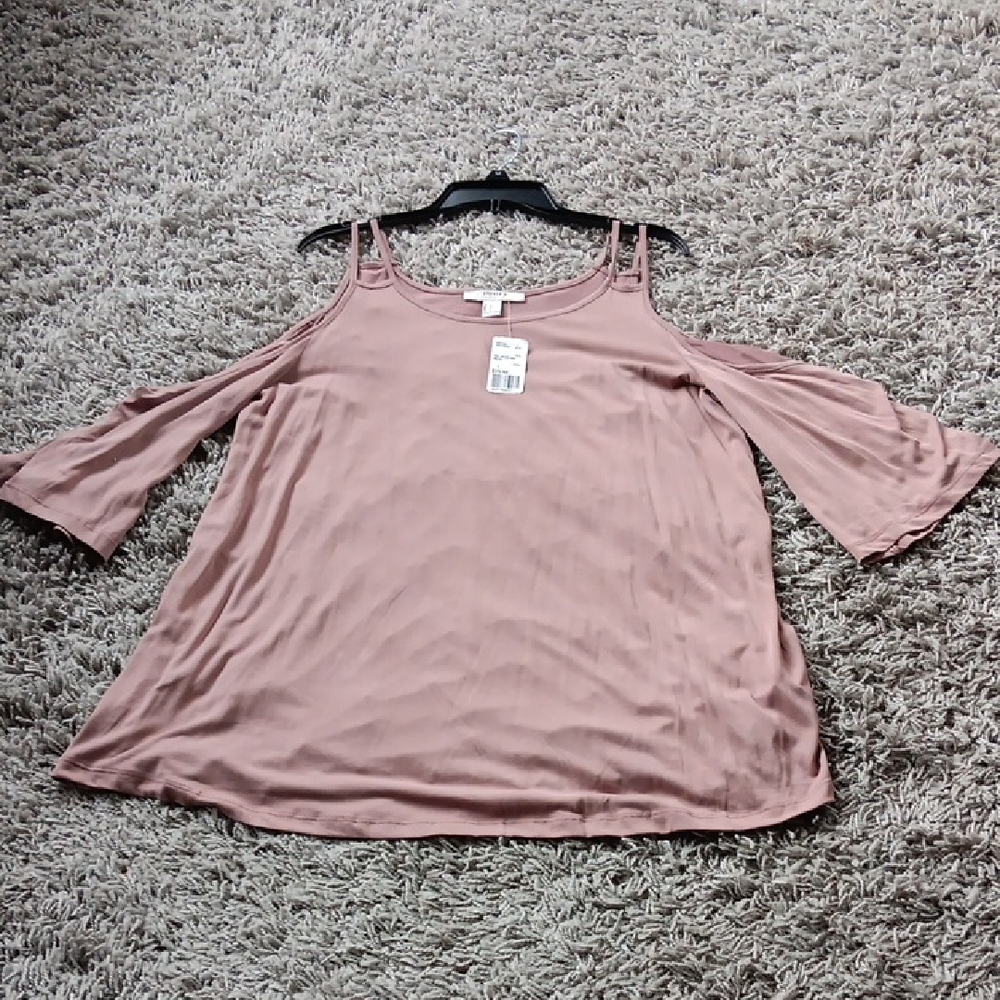 Forever 21 Mauve Cold Shoulder Blouse